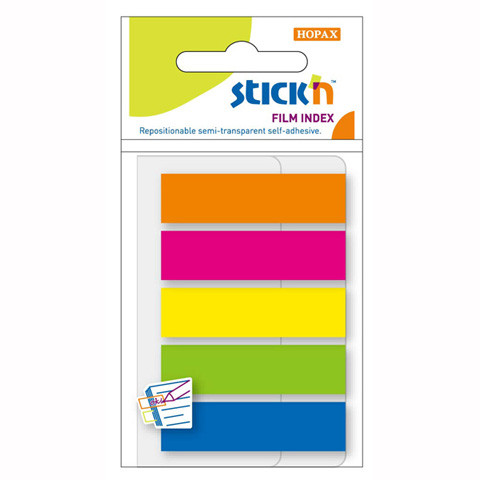 Zakładki indeksujące 5kol. neon Stick"N